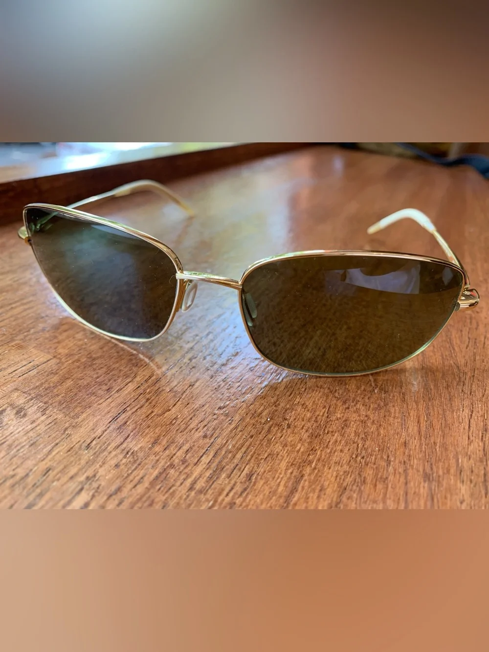 OLIVER PEOPLES TRUCE VFX POLARIZED Titanium 62 16-130 GOLD Frames GREEN Lens